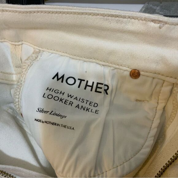 MOTHER High Waisted Looker Ankle Women’s Jeans in Silver Linings Sparkle Size 27 - Picture 8 of 11
